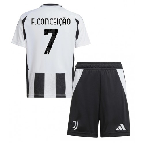 Fotbalové Dres Juventus Francisco Conceicao #7 Dětské Domácí 2024-25 Krátký Rukáv (+ trenýrky)